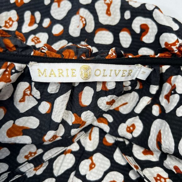 Marie Oliver Charley Dress Mini Mixed Neutral Leopard Print Ivory Black Brown M - Picture 3 of 9